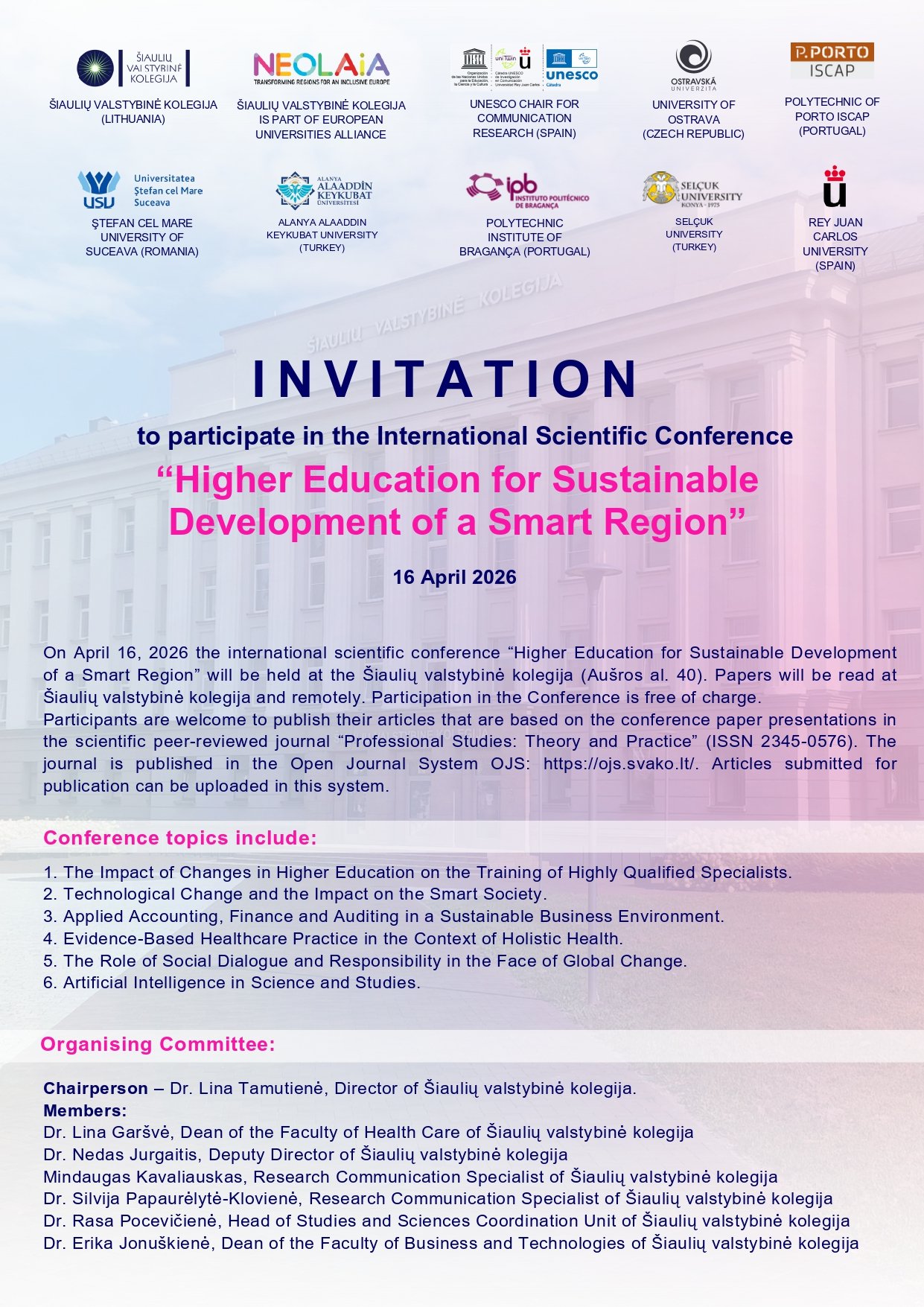 Міжнародна наукова конференція «Higher Education for the Sustainable Development of a Smart Region»